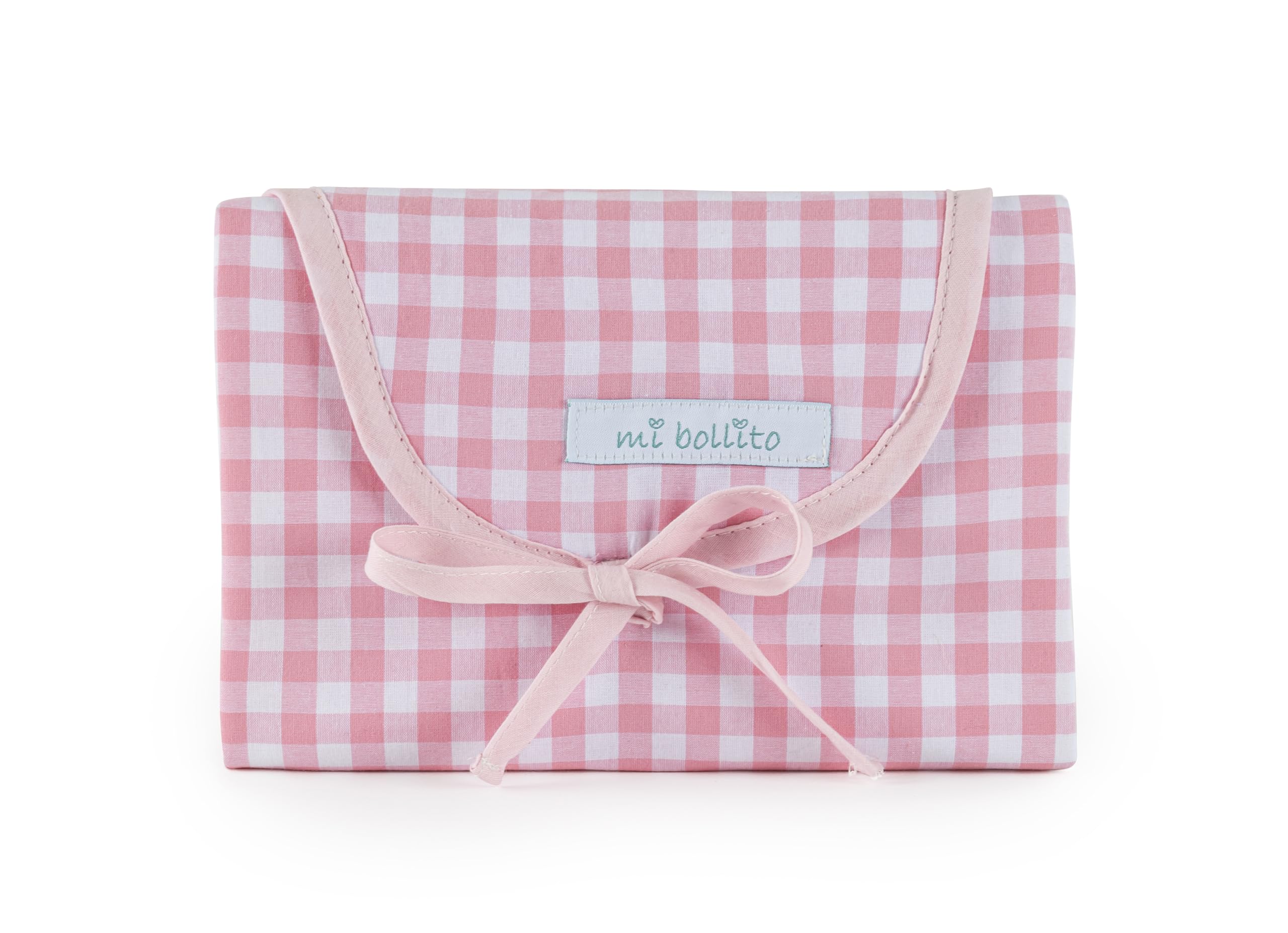 Mi Bollito Portable Gingham Fabric Baby Changing Mat, Pink
