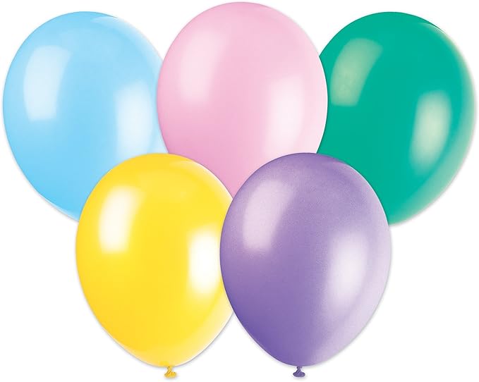Unique Party 56869 12" Latex Assorted Pastel Balloons, Pack of 50