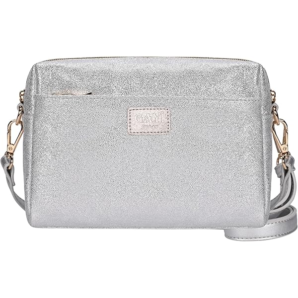 GORGLITTER Women's Silver Mini Crossbody Purse Metallic Y2K Flap