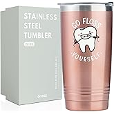 Onebttl Dental Gifts for Dental Assistant, Dental Hygienist on Dental Assistants Recognition Week, National Dental Hygienists Week, 20oz Insulated Stainless Steel Tumbler - Floss