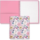 Steel Mill & Co Cute Large Spiral Notebook College Ruled, 11" x 9.5" with Durable Hardcover and 160 Lined Pages, Mosaic Floral