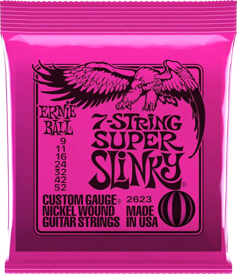 Ernie Ball Super Slinky 7-String Nickel Wound Electric Guitar Strings 9-52