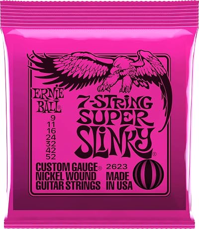 Ernie Ball Super Slinky 7-String Nickel Wound Electric Guitar Strings 9-52