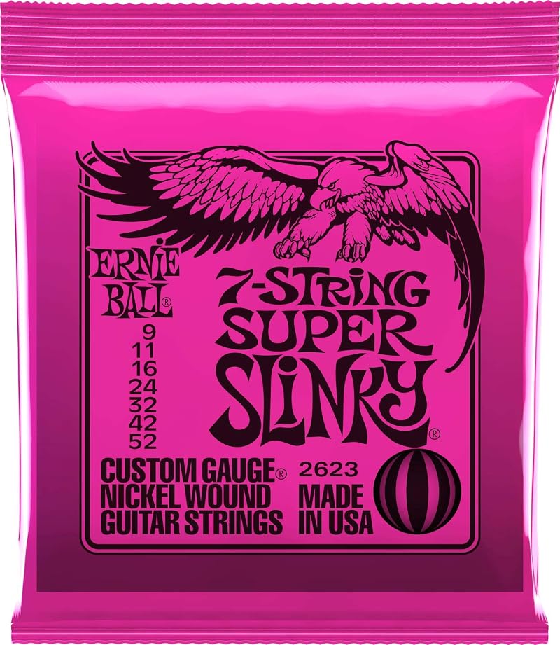 Ernie Ball Super Slinky 7-String Nickel Wound Electric Guitar Strings 9-52