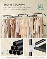SONGMICS Clothes Wardrobe Portable Closet 5 Hanging Rails Shelves Black view 4