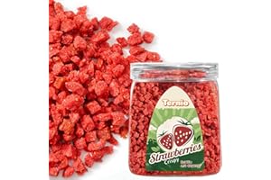 Ternio Premium Freeze Dried Strawberries - 4.51 Oz/128g - Trace Maltose Frozen Dried Strawberry Pieces - 100% Natural - Healthy Freeze Dried Fruit Snack & Topping for Beverages or Recipes.