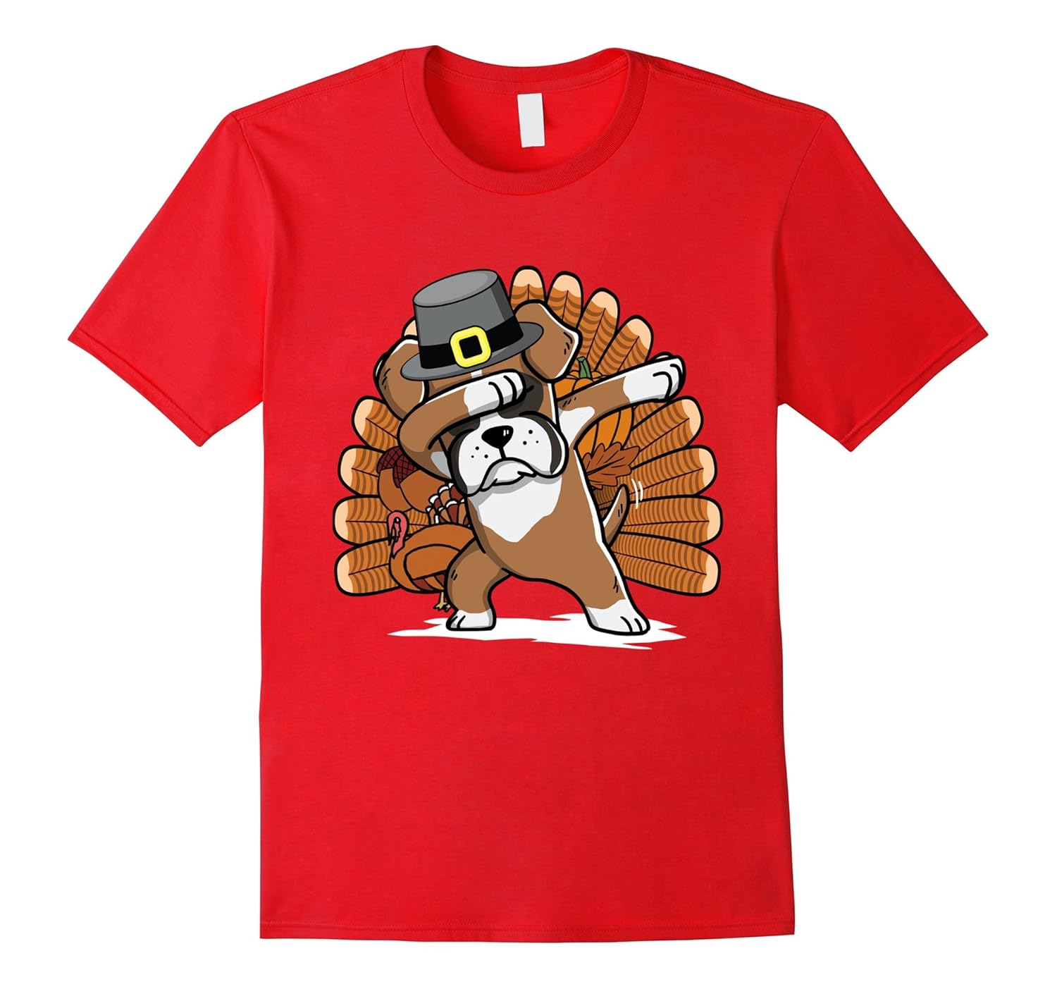 Funny Dabbing Boxer Thanksgiving T-Shirt Cute Dog Gift-ANZ