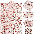 Bolsome 100 Sheets Red Poppy Flower Tissue Paper Watercolor Red Petals Black Stamens Wild Blossom Art Tissue Paper for Birthday Wedding Bridal Shower DIY Craft, 20 × 14 Inches