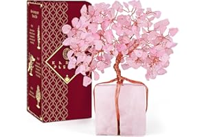 KARMAPLEDGE Rose Quartz Crystal Trees for Home Decor, Office Desk Decoration, Chakra Healing Crystals and Stone for Positive Energy, Money, Good Luck, Tree of Life Spiritual Birthday Gifts for Women and Mom