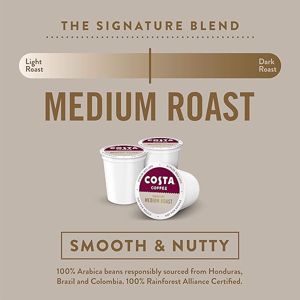 COSTA COFFEE MEDIUM ROAST SINGLE SERVE PODS – SIGNATURE BLEND – 10 CT BOX