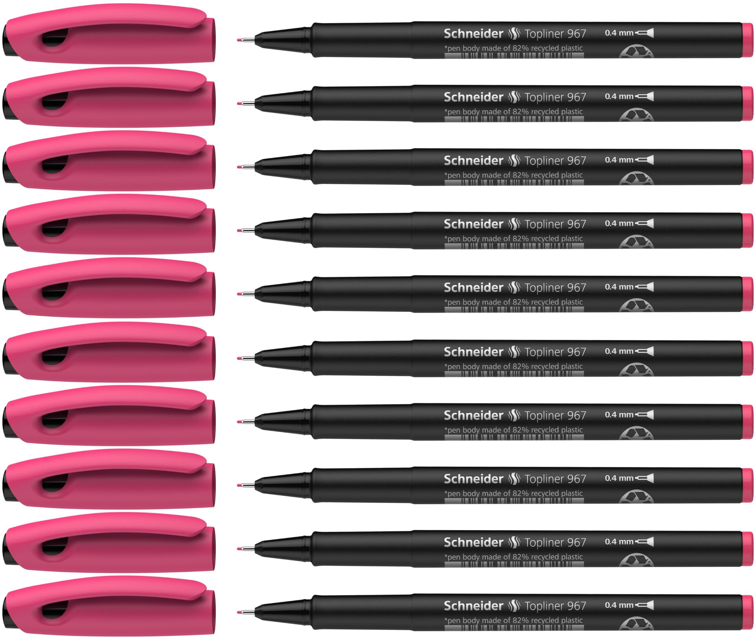 Schneider Topliner 967 Fineliner 0.4 mm Line Width Pack of 10 Pink