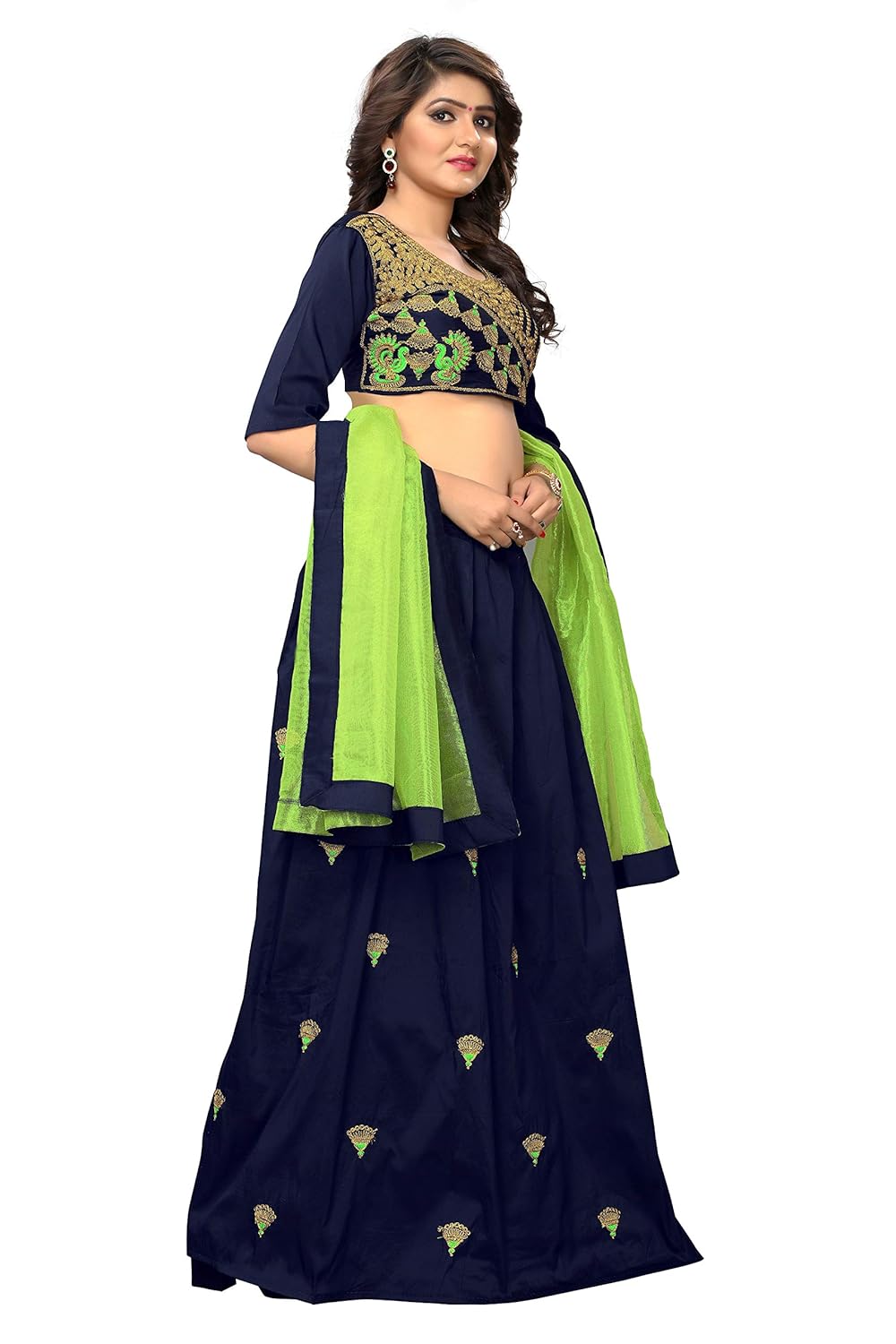 jd creation women's tappeta silk lehenga choli (blue,free size, semi-stitched)