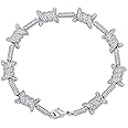 TOPGRILLZ 10mm Barbed Wire Link Bracelet for Men 6 Times 14K Gold Filled Hip Hop Rapper Accessory