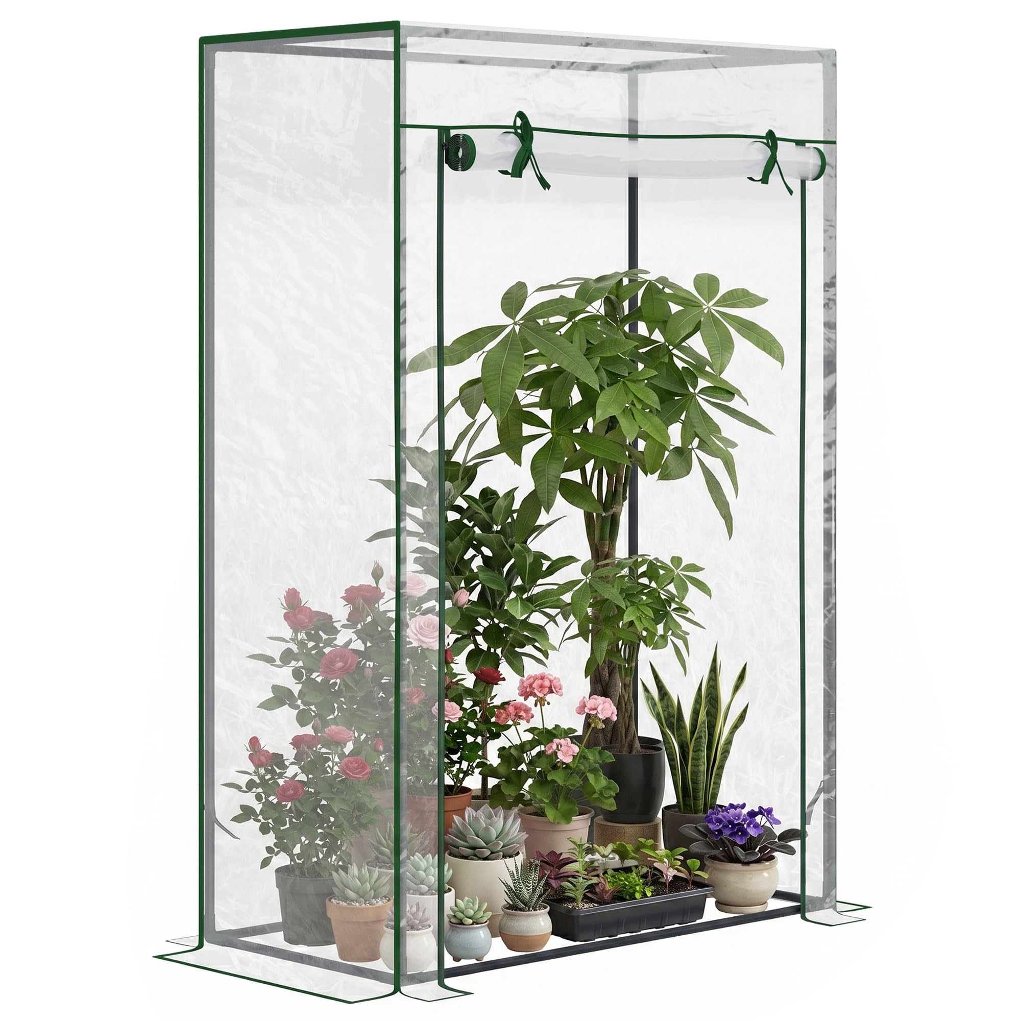 Outsunny Tomato Greenhouse with Roll-up Door, Mini Greenhouse with PVC Cover, Outdoor Grow House Small Green House for Yard, Balcony, Garden, 100 x 50 x 150cm, Transparent