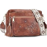KITEVIUN Crossbody Bags for Women Trendy Leather Crossbody Purse Shoulder Handbags Butterfly Design