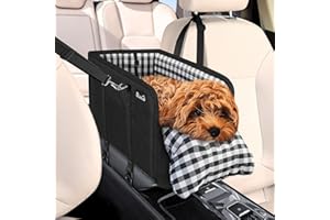 SlowTon Console Dog Car Seat, Pet Booster Seat for Car with Safety Belt and Soft Cushions, Anti-Collapse Center Console Dog C
