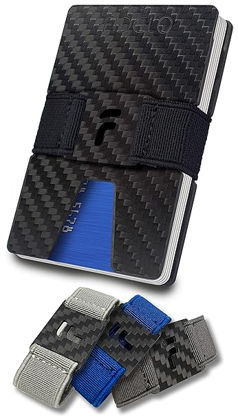 Fidelo Carbon Fiber Minimalist Wallet Slim Rfid Credit Card Holder Money Clip For Men - 