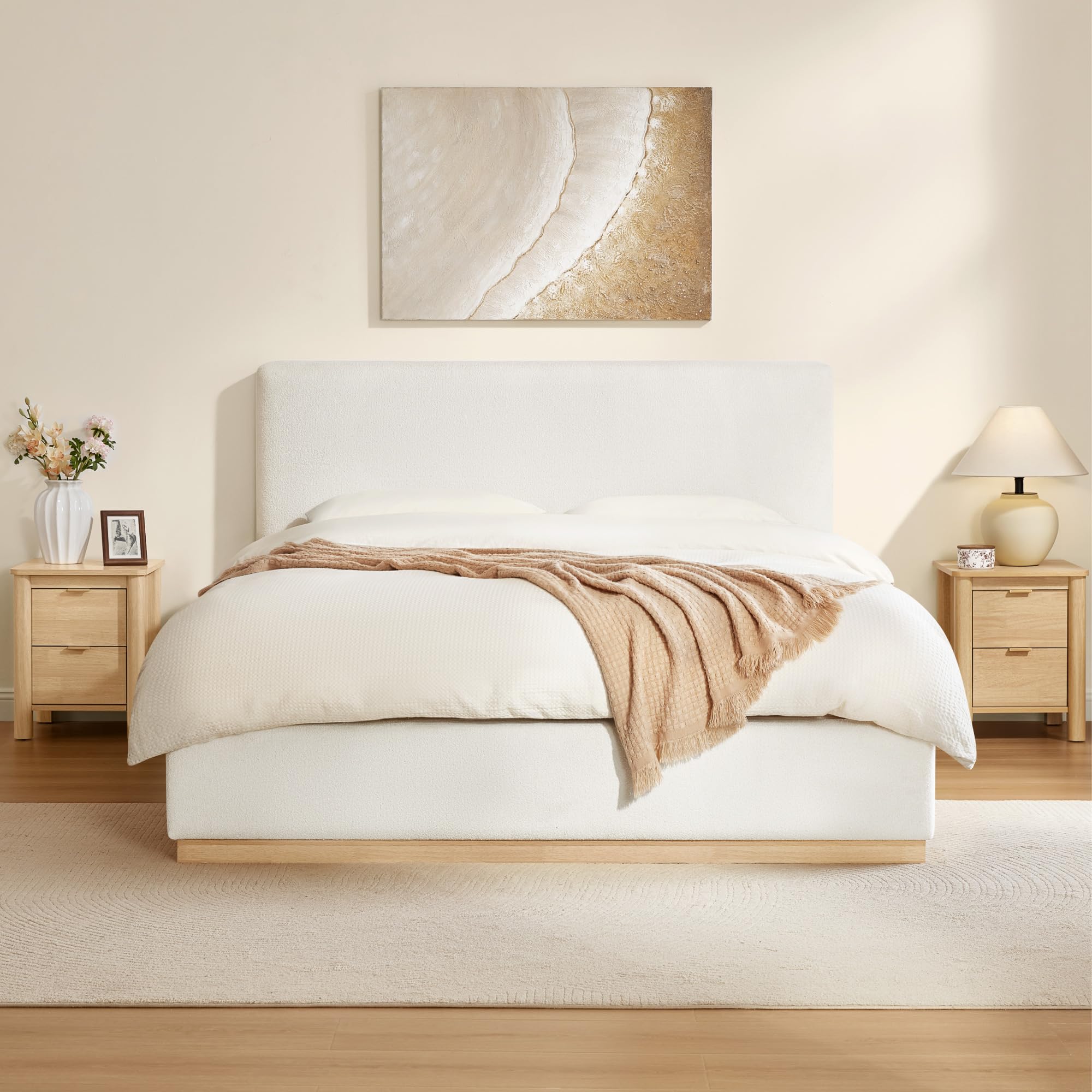 Photo 1 of ***ONLY BOX 2 OF 2 *****
KISLOT Upholstered Queen Size Bed Frame, Boucle Fabric Platform Bed Mattress Foundation Noise-Free No Box Spring Needed Easy Assembly