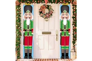 FARONZE Christmas Nutcracker Soldier Door Hanger Porch Banner Indoor & Outdoor Modern House Décor Nutcracker Christmas Banners for Front Door Living Room Kitchen Wall Party