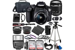 Canon EOS 2000D (Rebel T7) DSLR Camera with EF-S 18-55mm f/3.5-5.6 DC III Lens & Deluxe Accessory Bundle – Includes: 2x SanDi