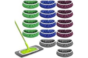 Mifoci 16 Pcs Washable Mop Pads Compatible with Swiffer Sweeper Mop, Mopping Cloth Refills Reusable Mop Cloth for Hardwood Fl