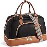 BOSTANTEN Weekender Bags for Women Leather Travel Duffle Bag Carry On Large Tote Duffel with Shoe Compartment and Trolley Sleeve