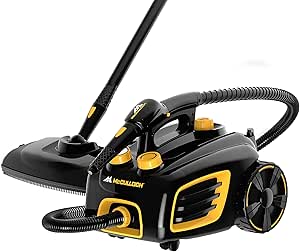 McCulloch MC1375 Canister Steam Cleaner with 20 Accessories, Extra-Long Power Cord, Chemical-Free Cleaning for Most Floors, Counters, Appliances, Windows, Autos, and More, 1-(Pack), Black