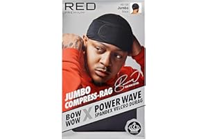 Red by Kiss Premium Bow Wow X Power Wave Durag, 360 Wave Compression Cap for Men & Women, Adjustable Hook-and-Loop Strap, Ideal for Locs, Braids, Finger Waves (Jumbo Spandex - Black)