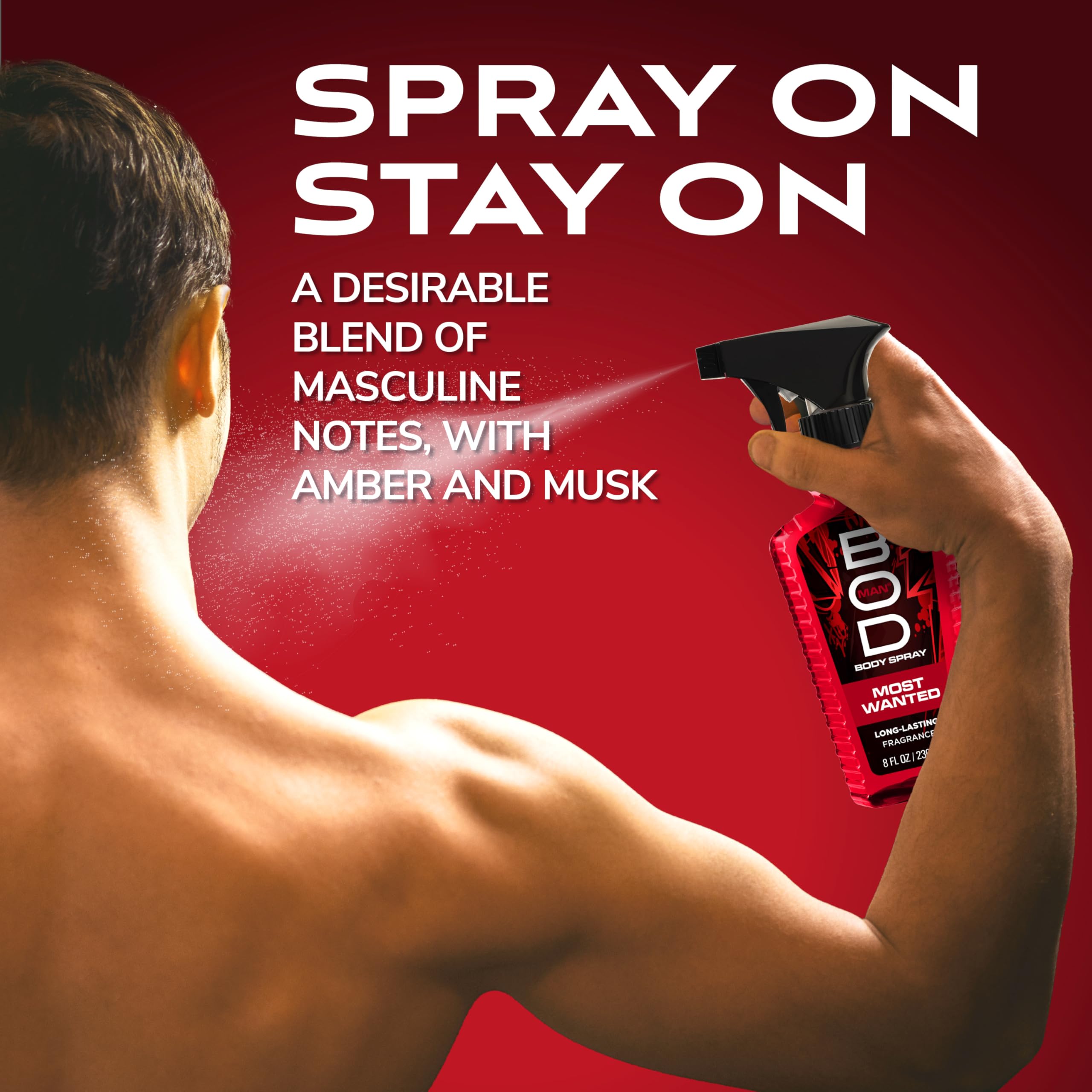 BOD man Fragrance Body Spray, Most Wanted, 8 fl oz