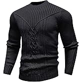 SAVKOOV Men's Pullover Long Sleeve Crewneck Knitted Sweater