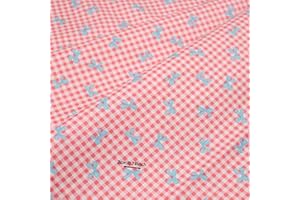 Hanjunzhao Plaid Bows Print Cotton Fabric Cut by The Yard for Quilting, Sewing, Crafting, DIY Crafts, Bags, or Holiday Craft Party Home Décor, 36 x 63 inch - Red