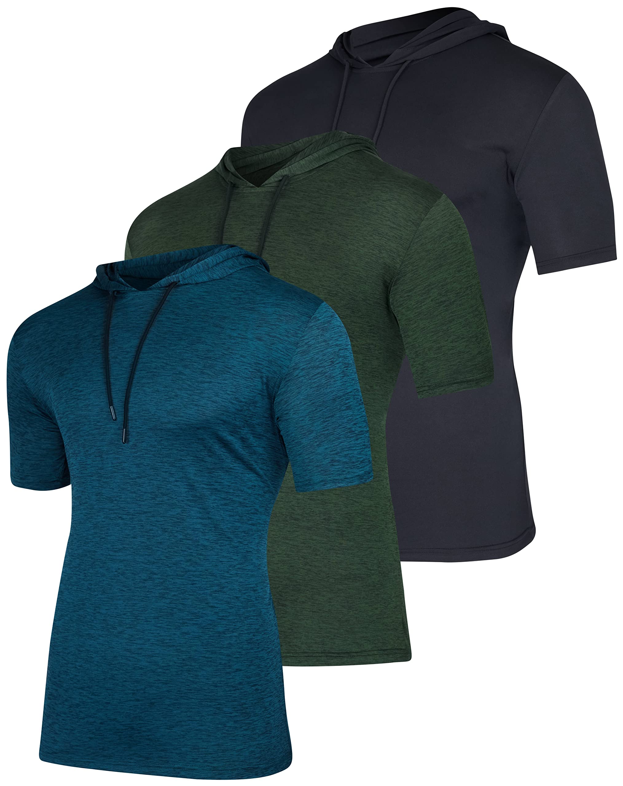 Photo 1 of Real Essentials 3 Pack: Men's Dry Fit Short Sleeve Active Athletic Hoodie Pullover Sweatshirt (Available in Big & Tall) - Set 2, 4X