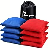 Pointyard Cornhole Bags Set of 8, Regulation 6in, Toss Game with Tote Bag | All weather resistant, 6x6 in, 16 oz, Double-stitched anti-crack, Double Sided, Duck Cloth, PP Fill, Outdoor Family toss game