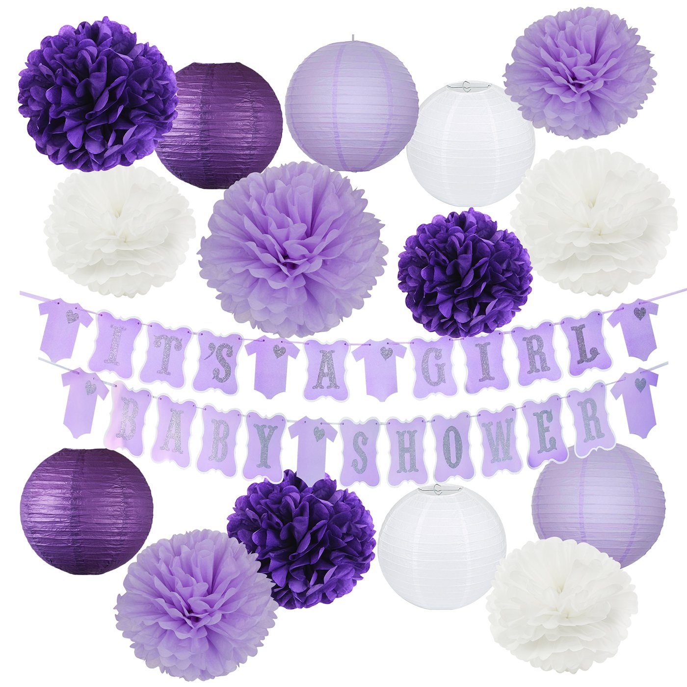 Galleon Elephant Purple Baby Shower Decorations It S A Girl Baby