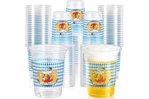 AcpopbM 60 Pcs 16 oz Plastic Oktoberfest Beer Cups - Disposable Bavarian German Party Supplies, Blue