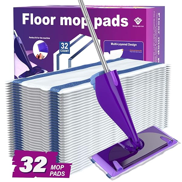 WETJET PADS REFILLS, 32 COUNT DISPOSABLE MOP PAD REFILLS FOR SWIFFER WET JET MOPS, THICKNESS, ABSORBENT FOR HOUSEHOLD CLEANING & SUIT ALL MULTI-SURFACE