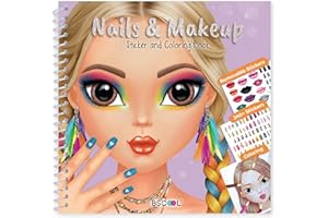 BSCOOL Drawing, Coloring & Sticker. Nails & Makeup Dress Up Sticker Book with 240+ Removable Stickers. Endless Nail Design and Makeup Combination for Kids Ages 4 and Up