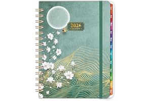 SHOPARR 2026 Planner - JAN. 2026 - DEC. 2026, 2026 Planner Weekly and Monthly, 2026 Calendar Planner, Weekly and Monthly Planner with Colorful Tabs, Premium Paper, Twin-wire Binding - Hardcover (6.4" x 8.5", Green, Back Pocket)