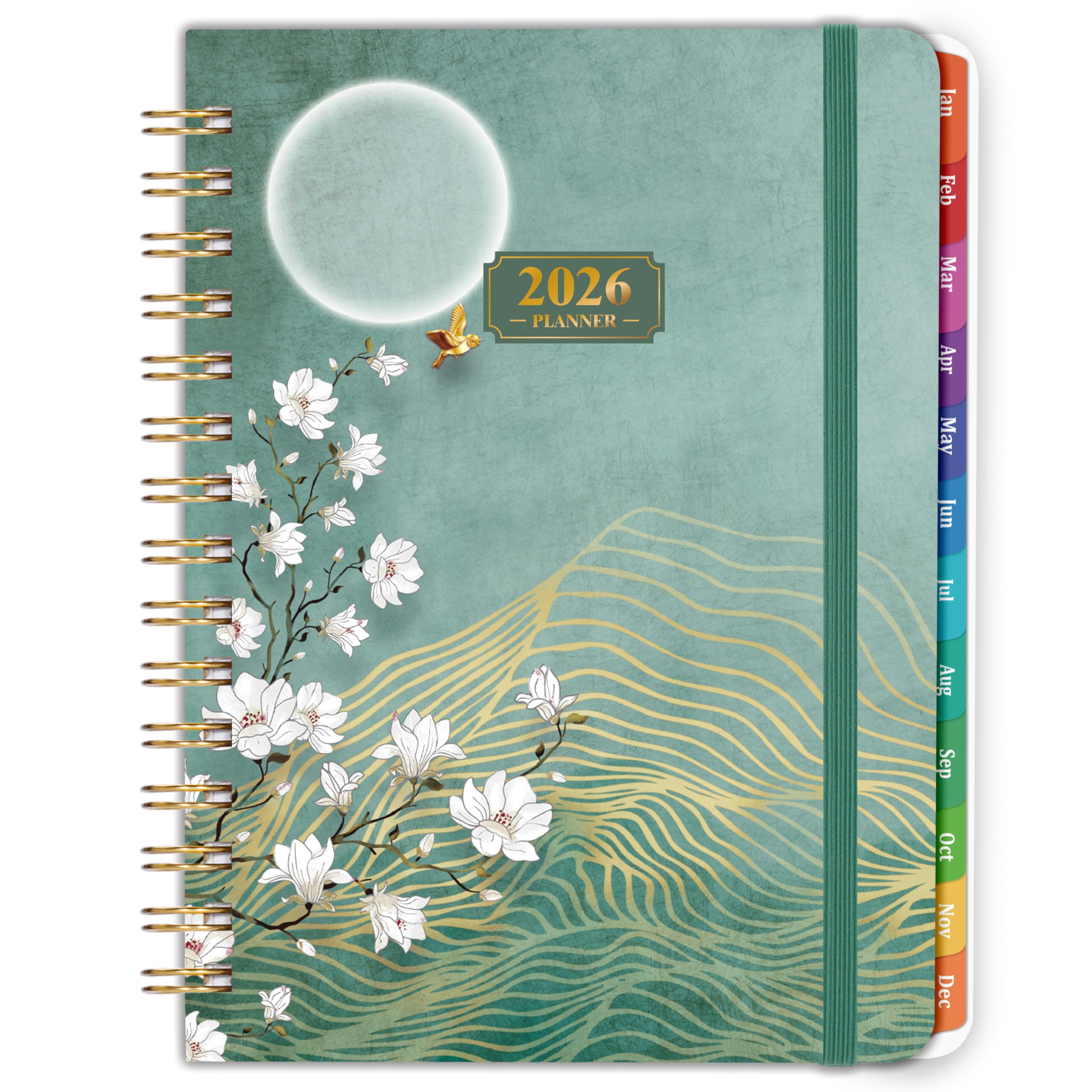 Photo 1 of 2026 Planner - JAN. 2026 - DEC. 2026, 2026 Planner Weekly and Monthly, 2026 Calendar Planner, Weekly and Monthly Planner with Colorful Tabs, Premium Paper, Twin-wire Binding - Hardcover (6.4" x 8.5", Green, Back Pocket)