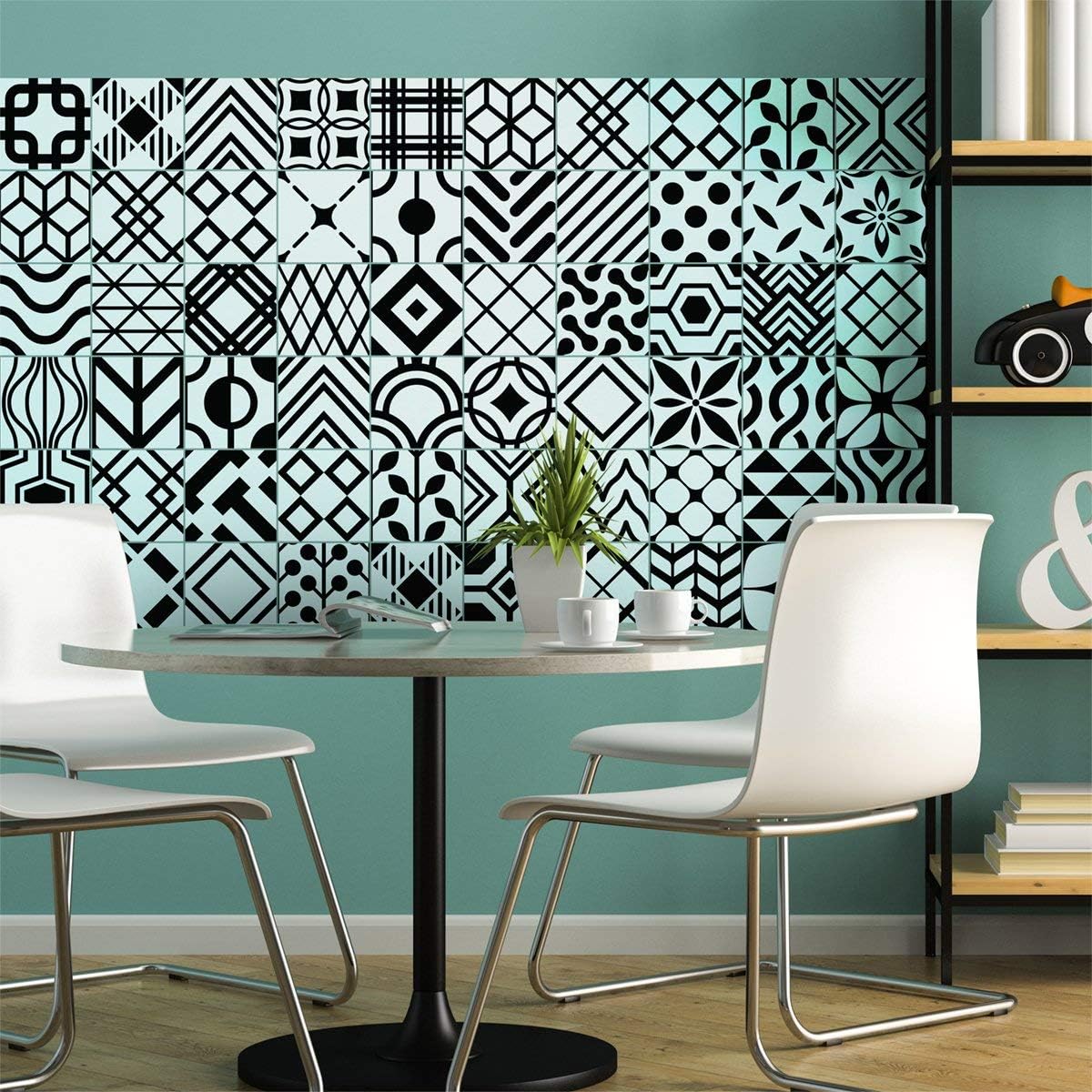 Ambiance Sticker Self-Adhesive Decorative Wall Decal Cement Tile for Bathroom and Kitchen Danemark - Pack of 9 Stickers of 10 x 10 cm