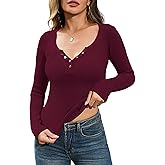Totatuit Fall Sweaters for Women 2025 Lightweight Long Sleeve V Neck Shirts Knit Basic Slim Fit Going Out Tops