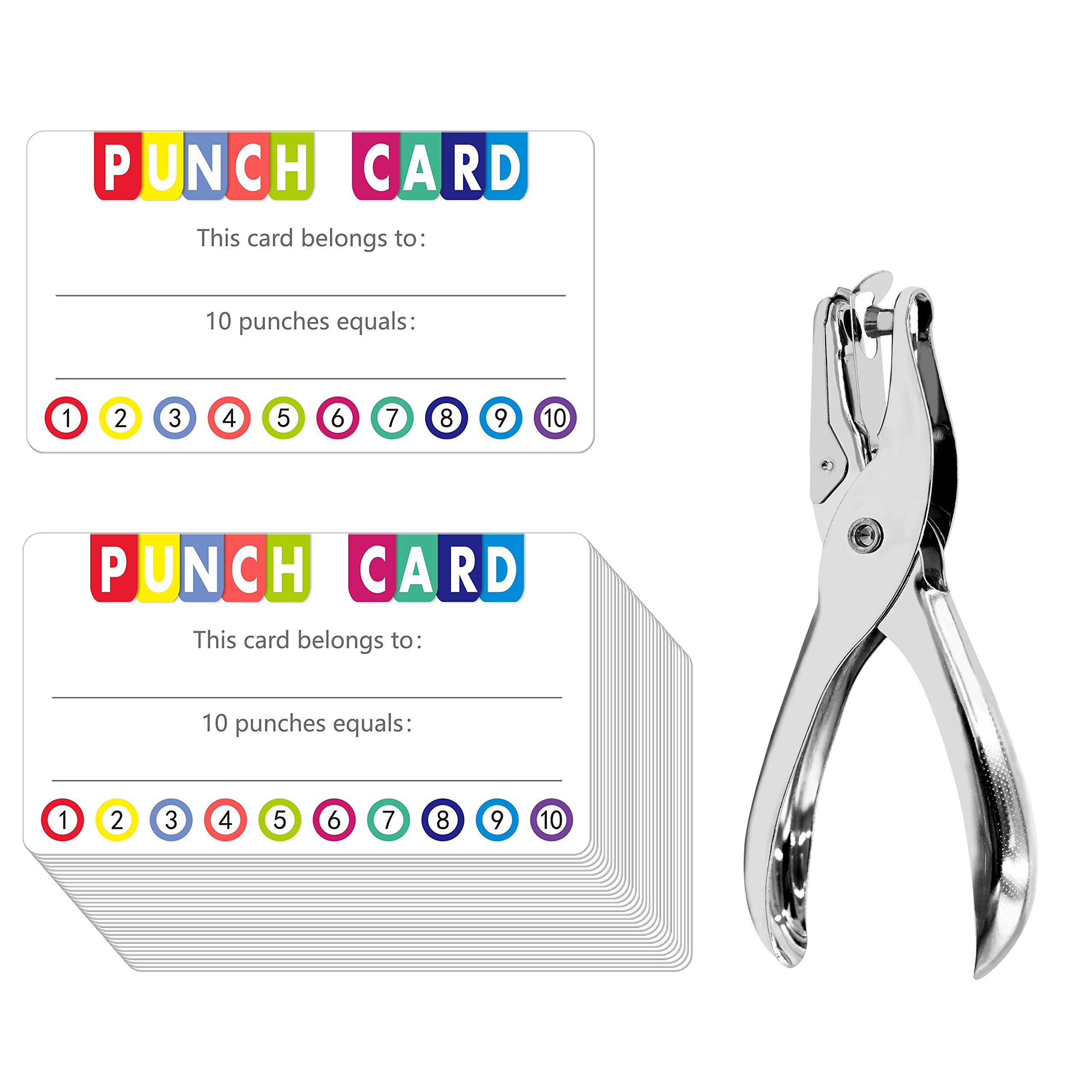 Punch Cards Kit 215 PCs Incentive/Chore/Responsibility/School Attendance/Homework Progress Tracking Card (3.5" x 2") with Hole Punch