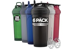 Hydra Cup - 6 Pack - 28oz Shaker Bottles | Protein Shaker Cups with Whisk Ball, Leak-Proof, Carry Handle | BPA-Free Gym Mixer for Protein Powder, Mixing Supplements