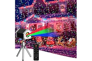 ECOHDT Brighter Laser Christmas Projector Lights Outdoor, RGB 3 Colors Laser Dynamic Firefly Lights & Star Light Show, Vivid Holiday Projector Christmas Decorations for House/Garden/Party, Christmas Gifts