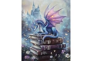 Gemozaic Paint by Numbers Kit for Adults, Dragon Adults Paint by Number Kits on Canvas with Acrylic Paints and Brushes for Home Wall Decor, 16 x 20 Inch