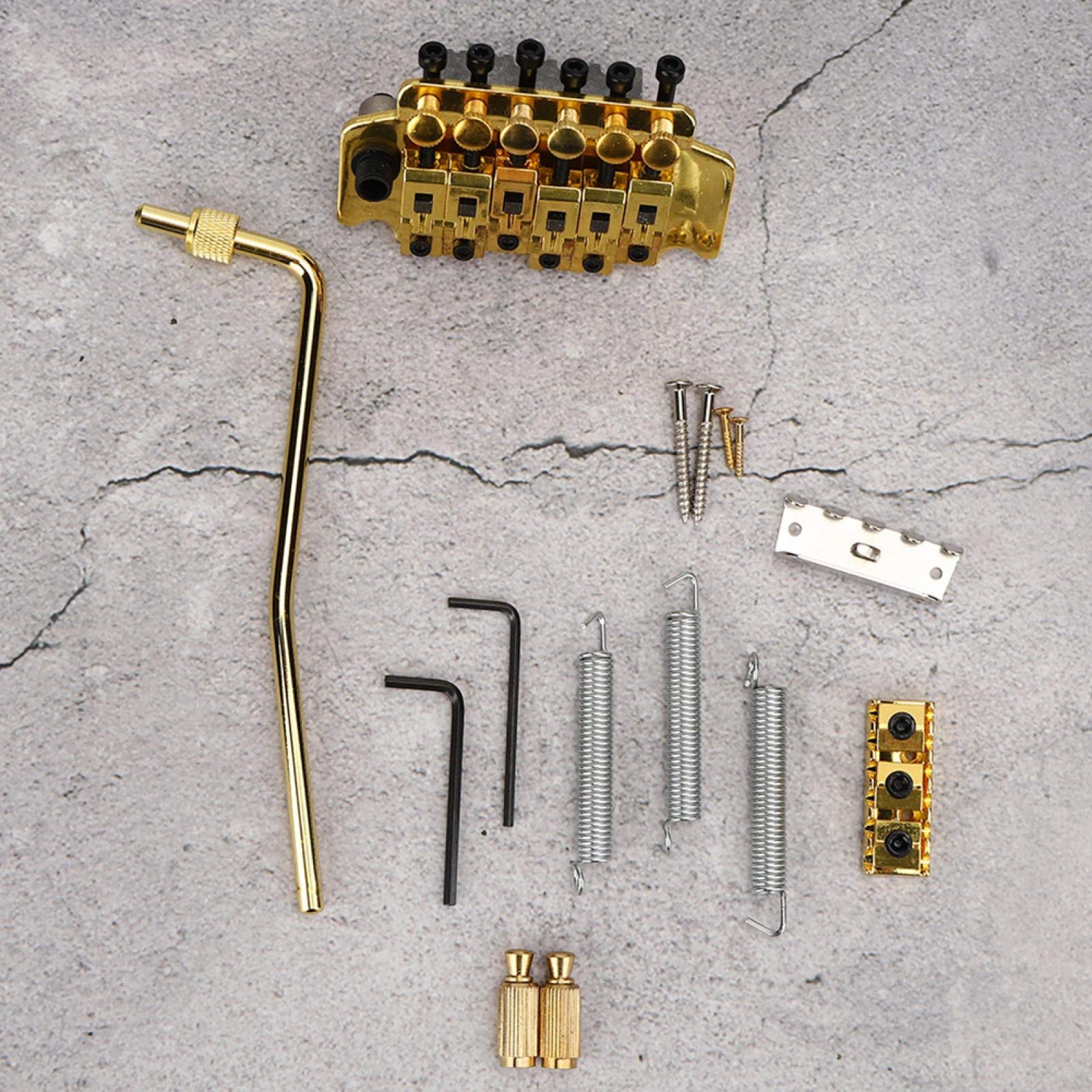 Guitar Bridge, Guitar Parts, Electric Guitar Tremolo Bridge System Gold Electric Guitar Accessories Neck Lock and Bridge Vibrato System for Playing Concert