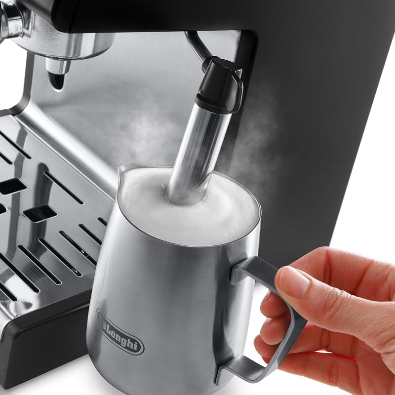 De'lonchi - café da bomba tradicional para espresso e cappuccino, para café e monodysis moídos, 2 xícaras simultaneamente, tanque de água de 1,1l, 1100 w, ecp 33.21, preto e prata — foto 4 de 6