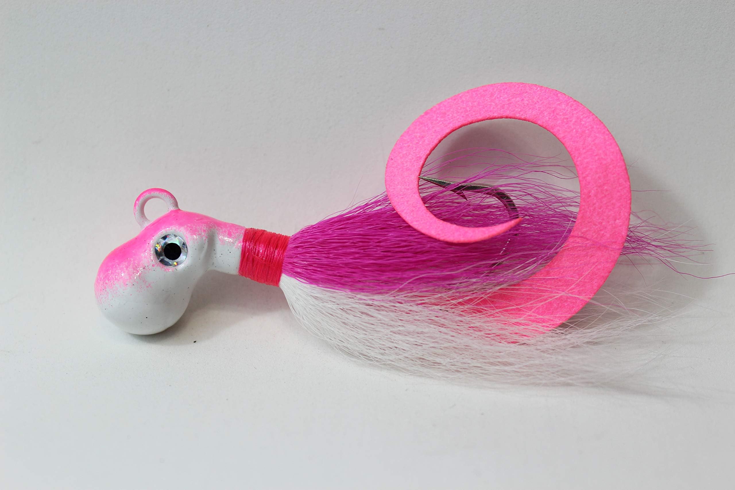 Haggerty Lures Octopus Bucktail Jig - Pink/White with Curly Tail Trailer