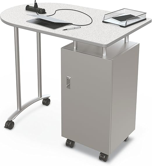 Amazon Com Balt Stand Up Mobile Teacher Workstation Desk Grey