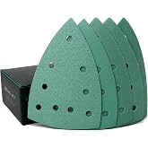 Serious Grit - 4" x 6" Delta (100mm x 150mm) Triangle Hook &amp; Loop Sanding Sheet Assortment - 80, 120, 150, 180, 220 Grit (10 of Each) - Fits Festool DTS 400 &amp; Mirka DEOS Delta Sanders - 50 Pack Box